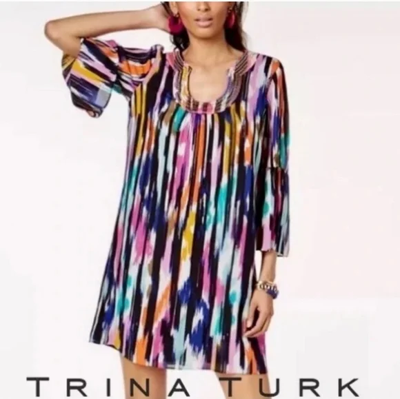 Trina Turk X INC Collab Macy's IKAT Dress Size L - Picture 2 of 7